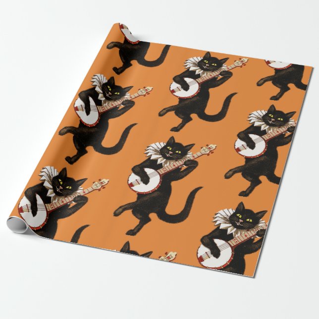 ART NOUVEAU BLACK CAT MATTE Wrapping Paper (Unrolled)