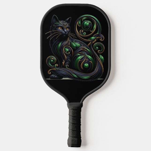 Art Nouveau Black Cat Pickleball Paddle (Back)
