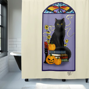 Art Nouveau Black Cat Shower Curtain