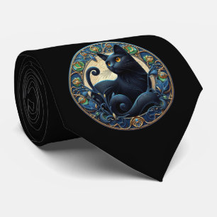Art Nouveau Black Cat Tie
