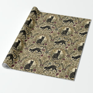 Art Nouveau Black Cats Wrapping Paper