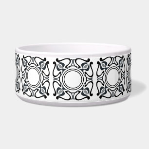 Art Nouveau Black Grey Designer Dog Bowl