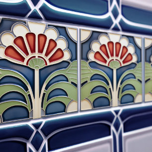 Art Nouveau Bloom Floral Ceramic Tile