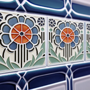 Art Nouveau Bloom Floral Ceramic Tile