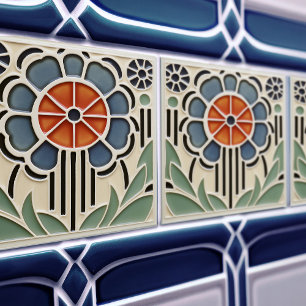 Art Nouveau Bloom Floral Ceramic Tile