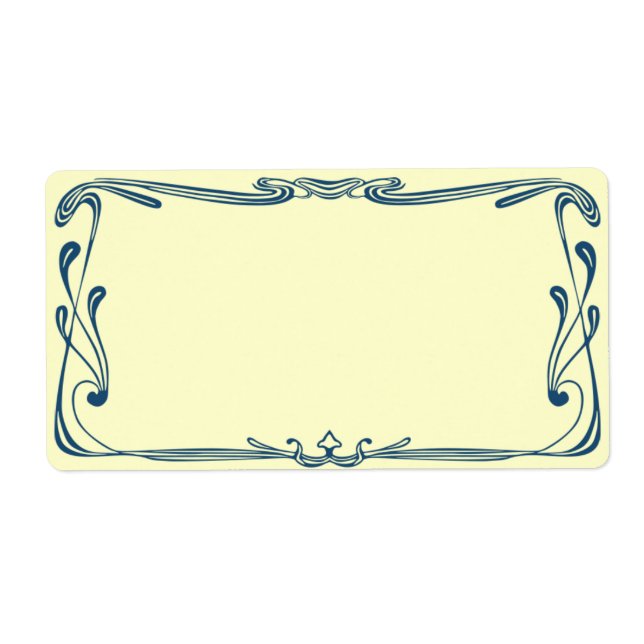 Art Nouveau Blue Address Shipping Label (Front)