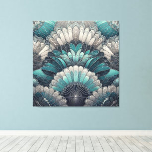 Art Nouveau Blue and Silver Fans Canvas Print