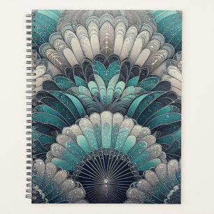 Art Nouveau Blue and Silver Fans Planner