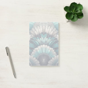 Art Nouveau Blue and Silver Fans Post-it Notes