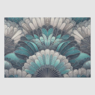 Art Nouveau Blue and Silver Fans Tissue Paper