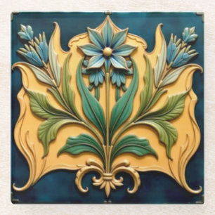 Art Nouveau Blue Floral Coaster