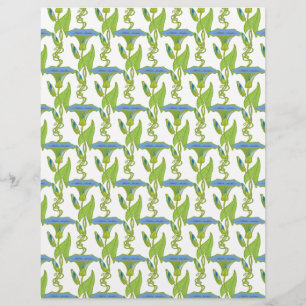 Art Nouveau blue Ipomoea floral wallpaper damask
