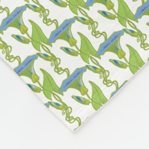 Art Nouveau blue Ipomoea floral wallpaper damask Fleece Blanket