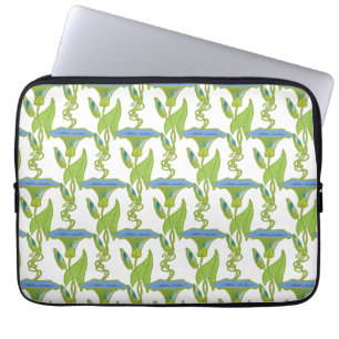 Art Nouveau blue Ipomoea floral wallpaper damask Laptop Sleeve