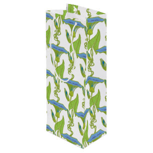 Art Nouveau blue Ipomoea floral wallpaper damask Wine Gift Bag