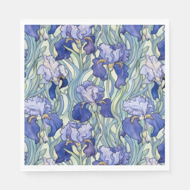 Art Nouveau blue iris Napkins (Front)