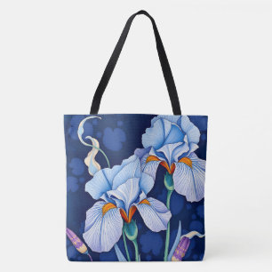 Art Nouveau Blue Iris Tote Bag