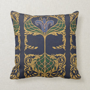 Art Nouveau Blue Lily Cushion
