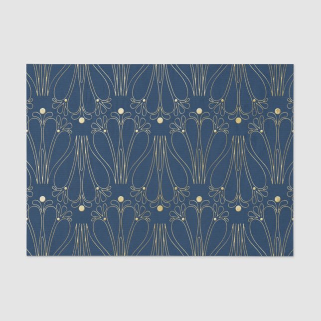 Art Nouveau. Blue. Tissue Paper (Front)