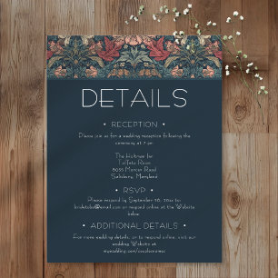 Art Nouveau Blue William Morris Floral Wedding Enclosure Card