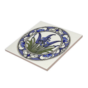 Art nouveau bluebell flower pattern tile