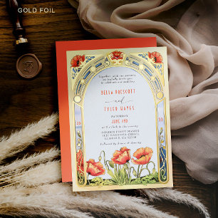 Art Nouveau Bold Bright Poppies Wildflower Wedding
