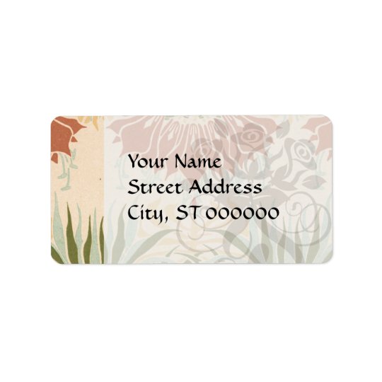 art nouveau bold floral decorative pattern address label