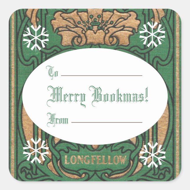 Art Nouveau Bookmas (Christmas) Square Sticker (Front)