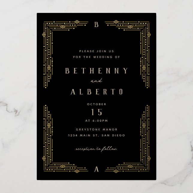  Art Nouveau Border Foil Invitation (Front)