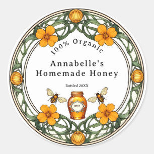 Art Nouveau Border Homemade Honey  Classic Round Sticker