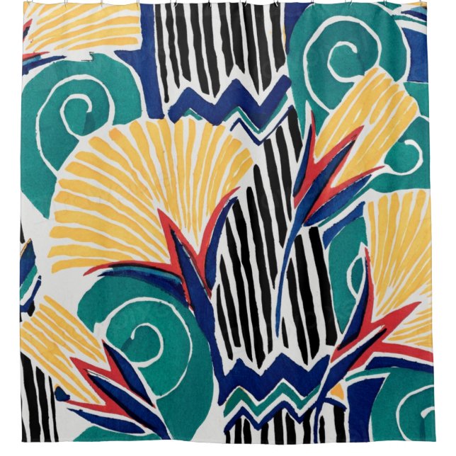  Art Nouveau botanical design  Shower Curtain (Front)