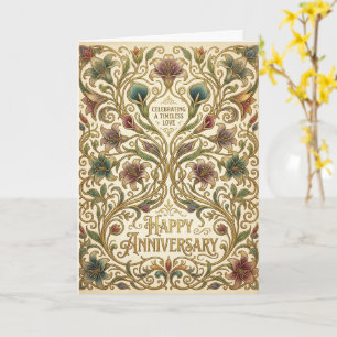 Art Nouveau Botanical Floral Happy Anniversary Card