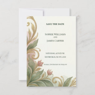 Art Nouveau Botanical Save The Date Card