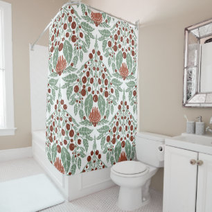 Art Nouveau Botanical–Vintage Floral Scallop Shower Curtain
