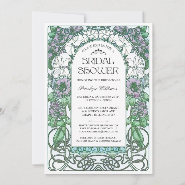 Art Nouveau Bridal Shower Invitations V.02 (Front)