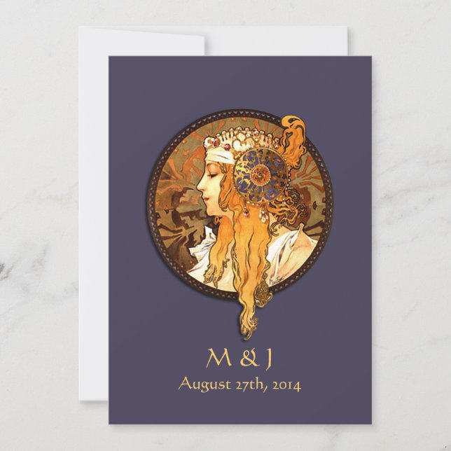 Art Nouveau Bride Wedding Invitation (Front)