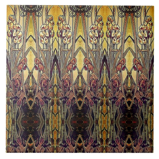 Art Nouveau Bronze Iris Ceramic Tile, Art Nouveau Floor Tiles Uk