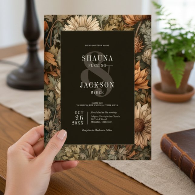 Art Nouveau Brown William Morris Floral Wedding Invitation (Art Nouveau Brown William Morris Floral Wedding Invitation)