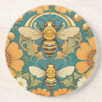 Art Nouveau Bumble Bee Decorative Ceramic Tile