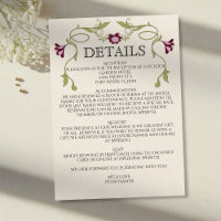 Art Nouveau Burgundy Pink Flowers Green Wedding