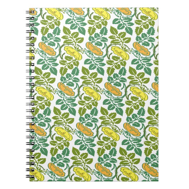 Art Nouveau Buttercup floral wallpaper damask Notebook (Front)