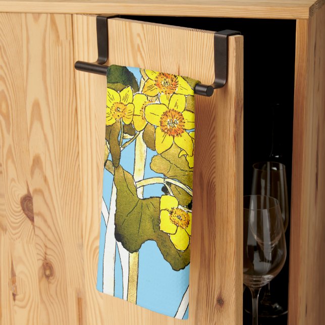 Art Nouveau Buttercups Tea Towel (Thirds Fold)