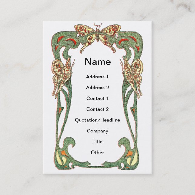 Art Nouveau Butterflies Frame Business Card (Front)