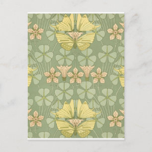 Art nouveau butterflies postcard