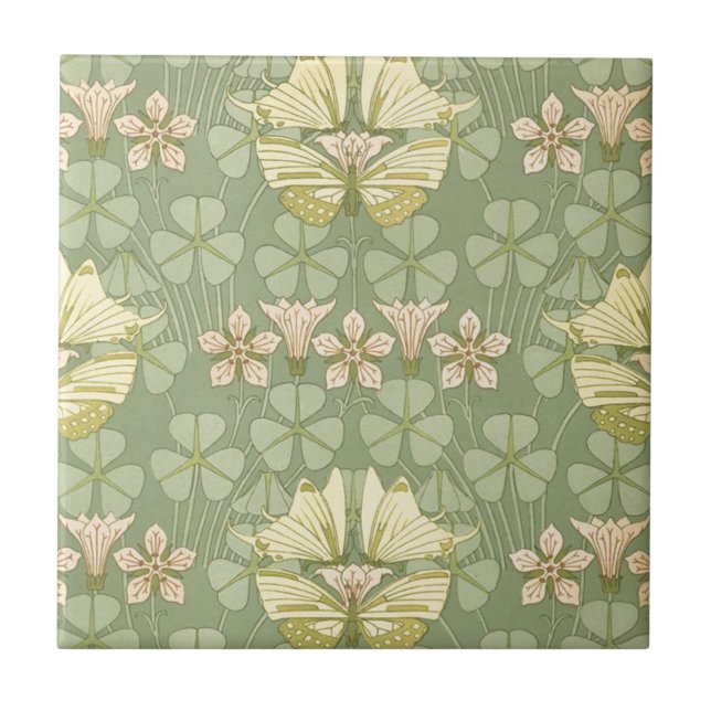 Art nouveau butterflies tile (Front)