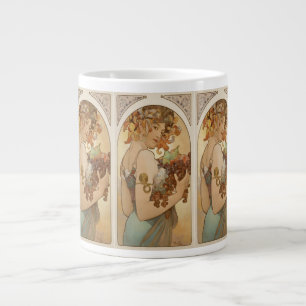 Art Nouveau by Alphonse Mucha-c 1897 "Fruit" Large Coffee Mug