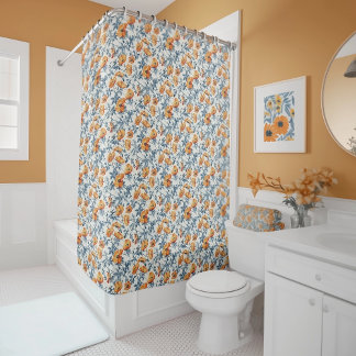 Art Nouveau California Poppies Shower Curtain