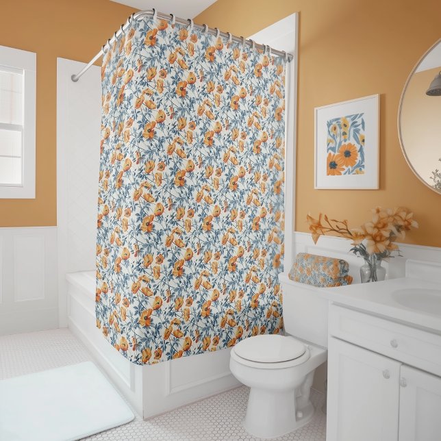 Art Nouveau California Poppies Shower Curtain (Creator Uploaded)
