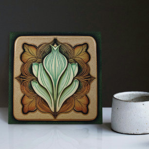 Art Nouveau Calla Lily Symmetrical Floral Wall Art Tile