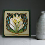 Art Nouveau Calla Lily Symmetrical Floral Wall Art Tile<br><div class="desc">Add a touch of timeless grace to your home with this exquisite ceramic tile, featuring a symmetrical floral calla lily pattern inspired by the enchanting Art Nouveau era. This period was known for its innovative designs, blending nature and art to create mesmerising patterns that have captivated generations. The calla lily,...</div>